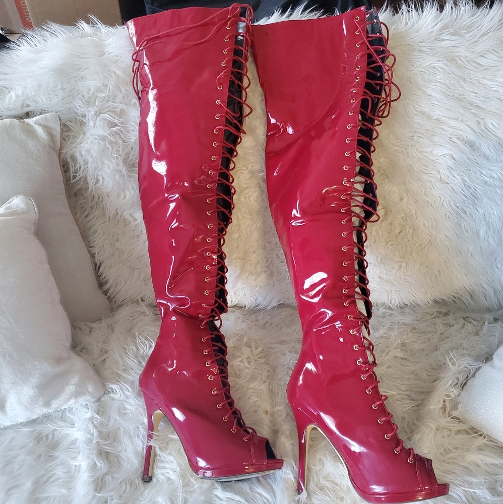 Liliana Womens thigh high laceup boots